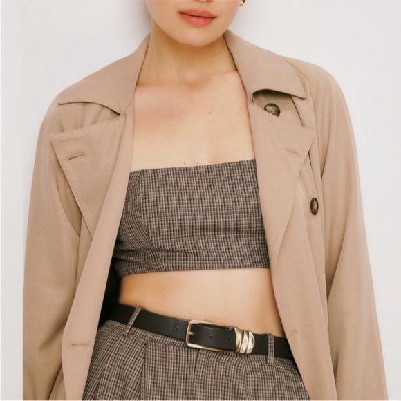 REFORMATION 90s Plaid Check Deadstock Fabric Square Neck Sleeveless Crop Top 8 - Picture 5 of 8